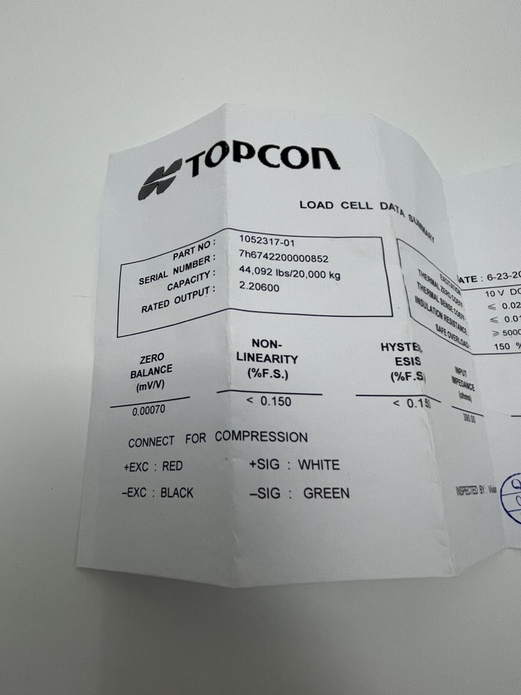 Topcon Agriculture Grain Load Cell 1052317-01.