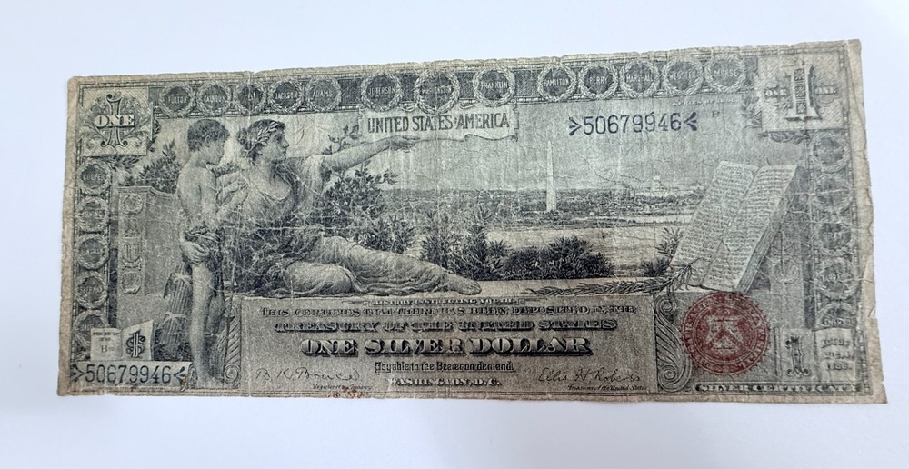 1896 $1 ONE DOLLAR LARGE-SIZE EDUCATIONAL NOTE,  #1477