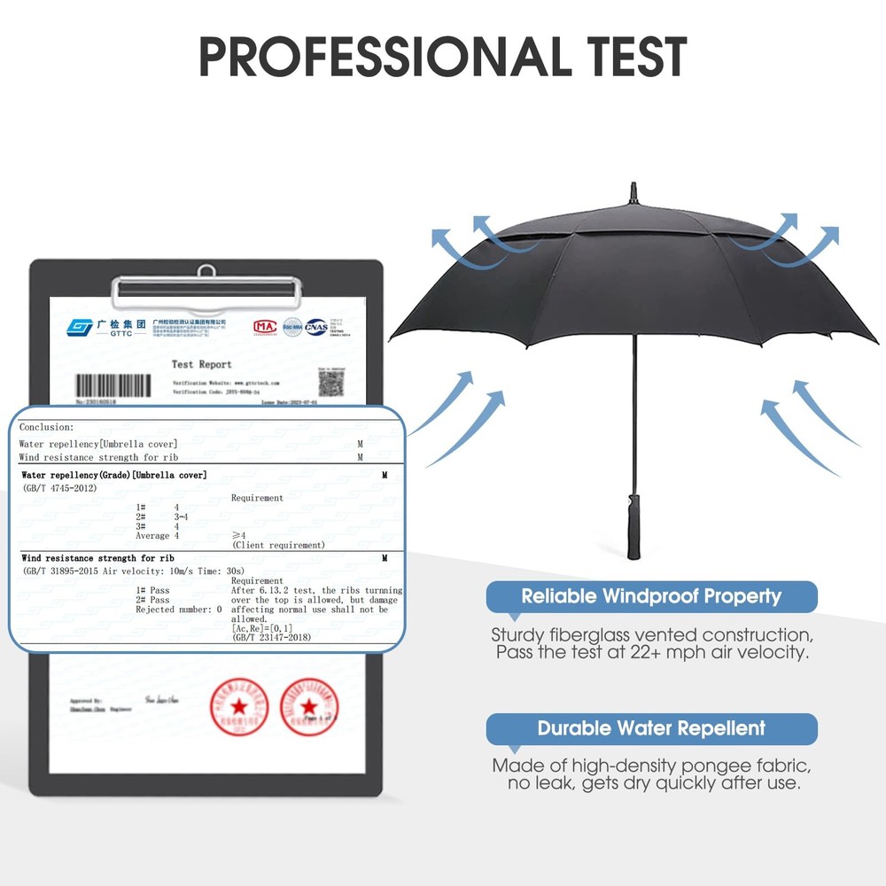 Golf Umbrella 68 Inch Automatic Open Extra Large Double Canopy Vented Pro