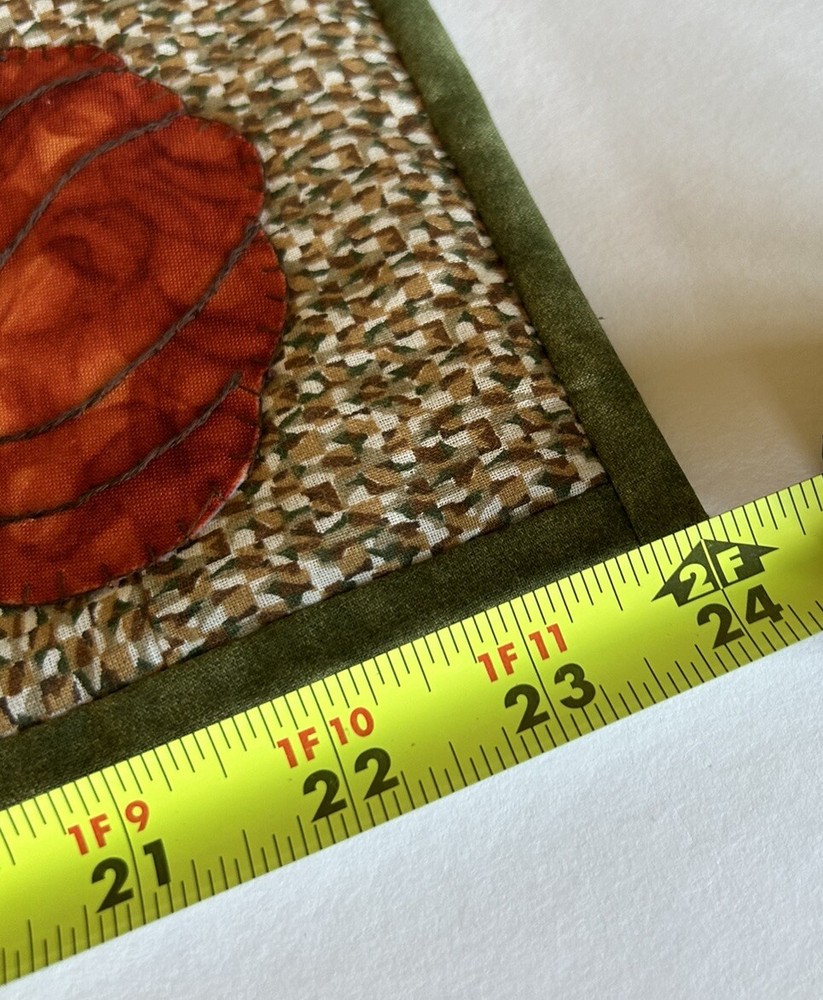 Hand Stitched Details On Fabric Fall Wall Hanging Cornucopia With Squash