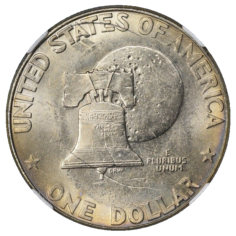 1976-D Eisenhower Dollar IKE NGC MS-65 Reverse Struck Thru Mint Error Through
