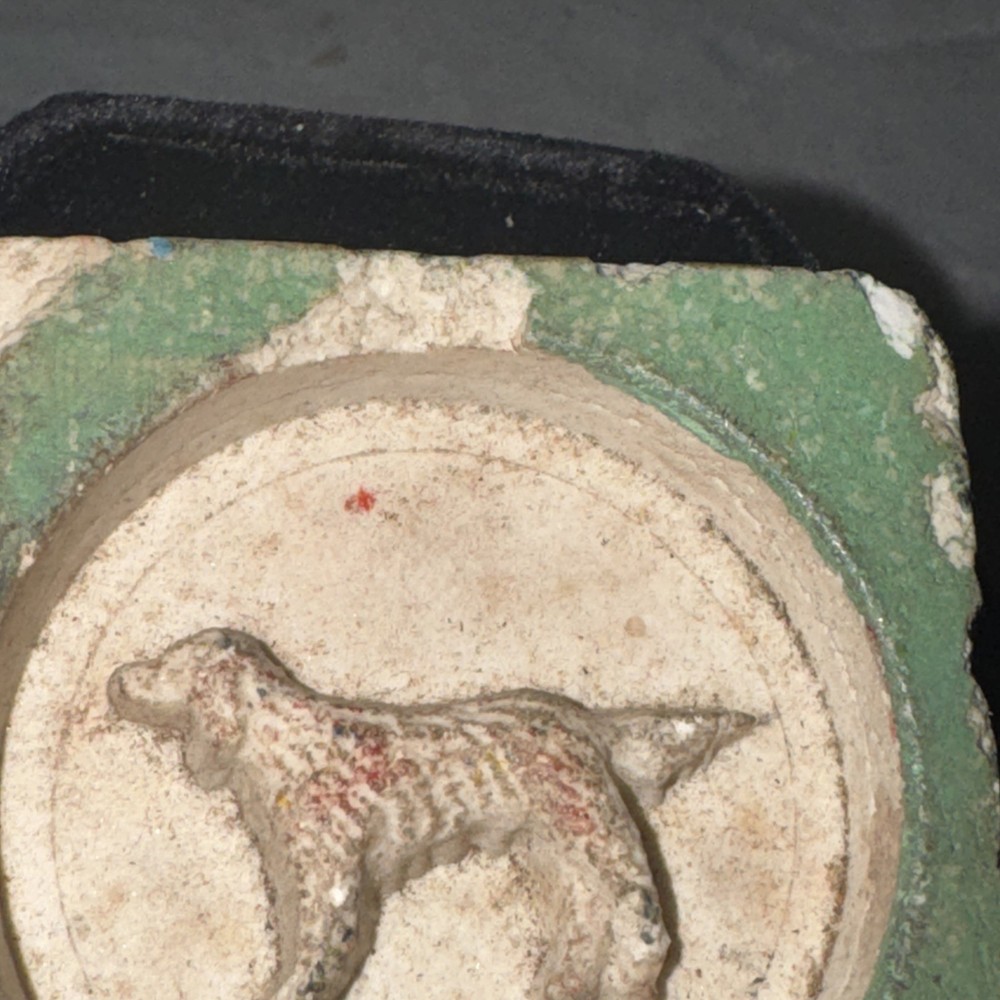 Vintage Square Thick Tile With Embossed Dog