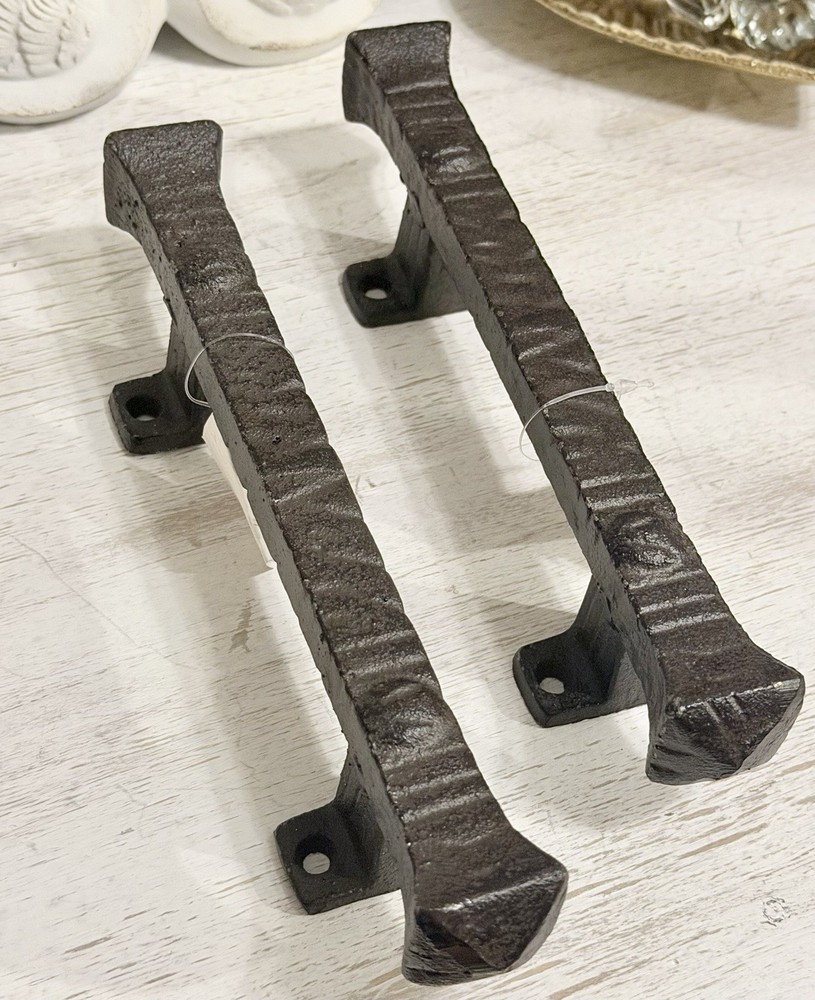 2 Large Cast Iron Rustic Foundry Style Barn Handle Gate Pull Shed Door Handle 9”