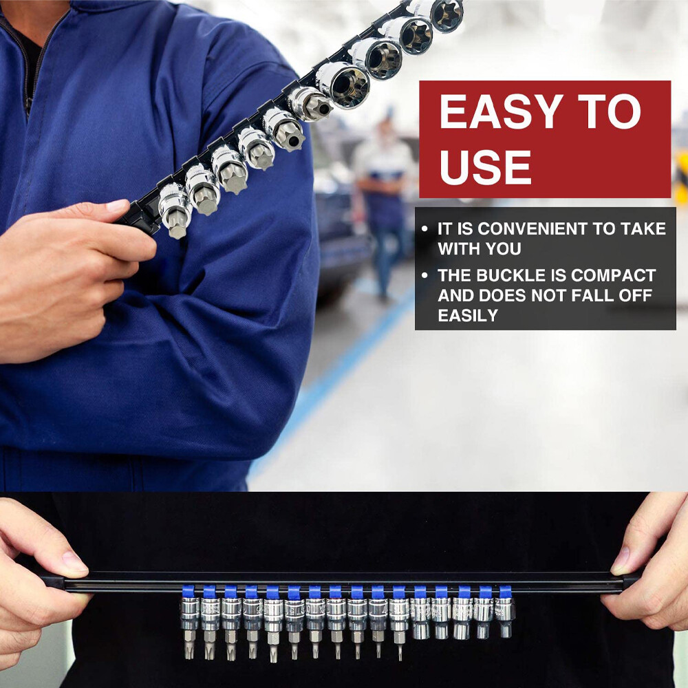 Socket Organizer Mountable Sliding Holder Tool Rail Rack Storage 1/4" 3/8" 1/2"