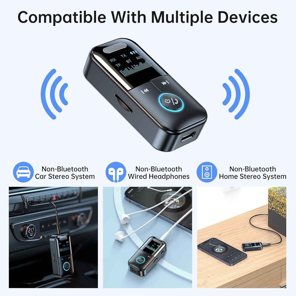 4In1 Bluetooth Audio Adapter Wireless Receiver Transmitter MP3 Player 3.5mm Aux