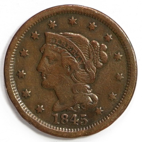 1845 Braided Hair Large Cent