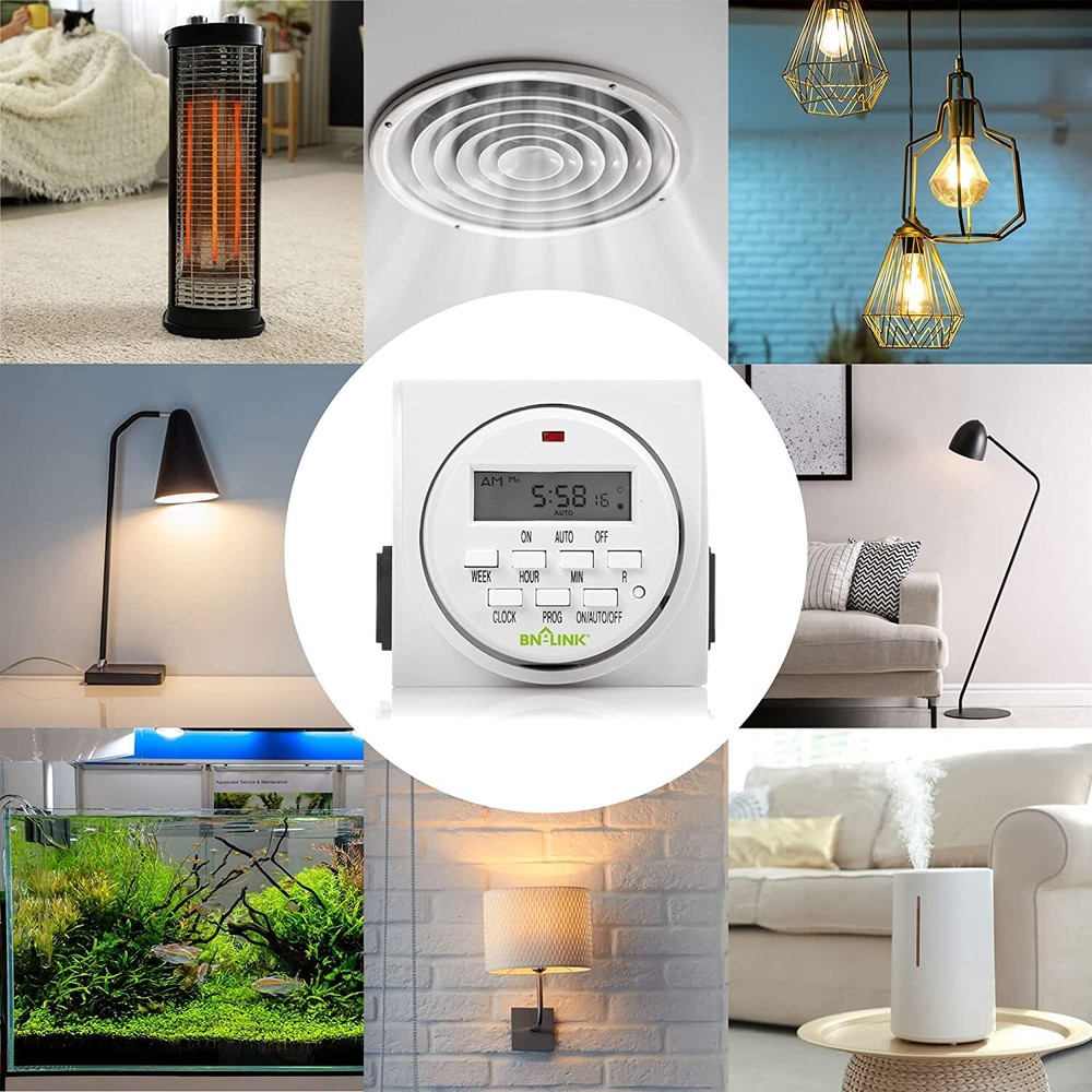 BN-LINK 7 Day Heavy Duty Digital Programmable Timer Switch - Dual Outlet 2 Pack