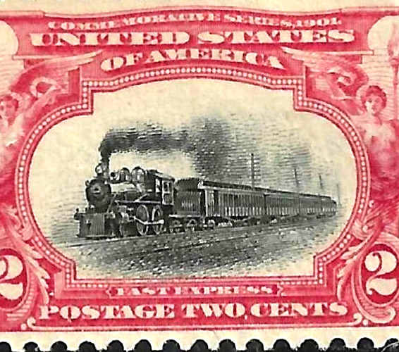 Sc #295 VF Vignette Shift VERY LOW Train Error 2 Cent PAN AM 1903 US 55A24
