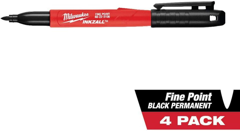 48-22-3104 Inkzall Point Marker, Fine, Black, 4-Pack