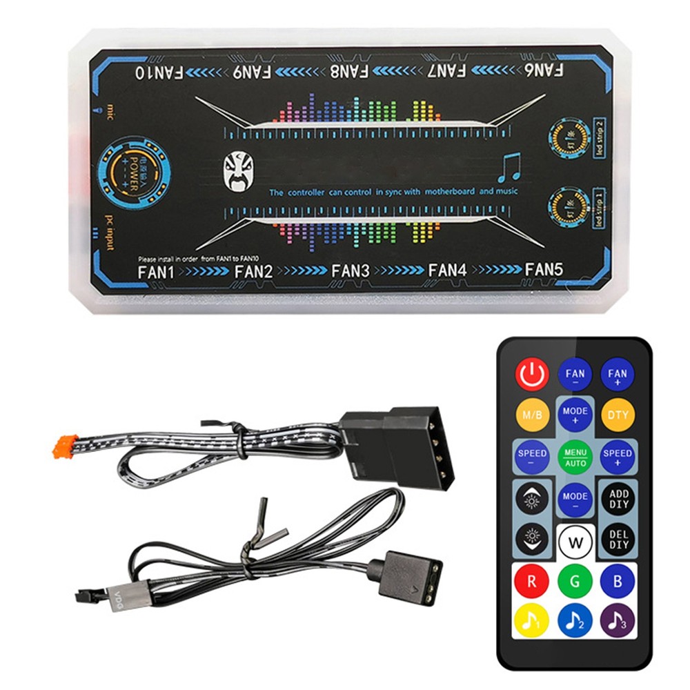 Cooling Fan Hub RGB Fan ARGB Controller Remote Control Computer Case Adapter f