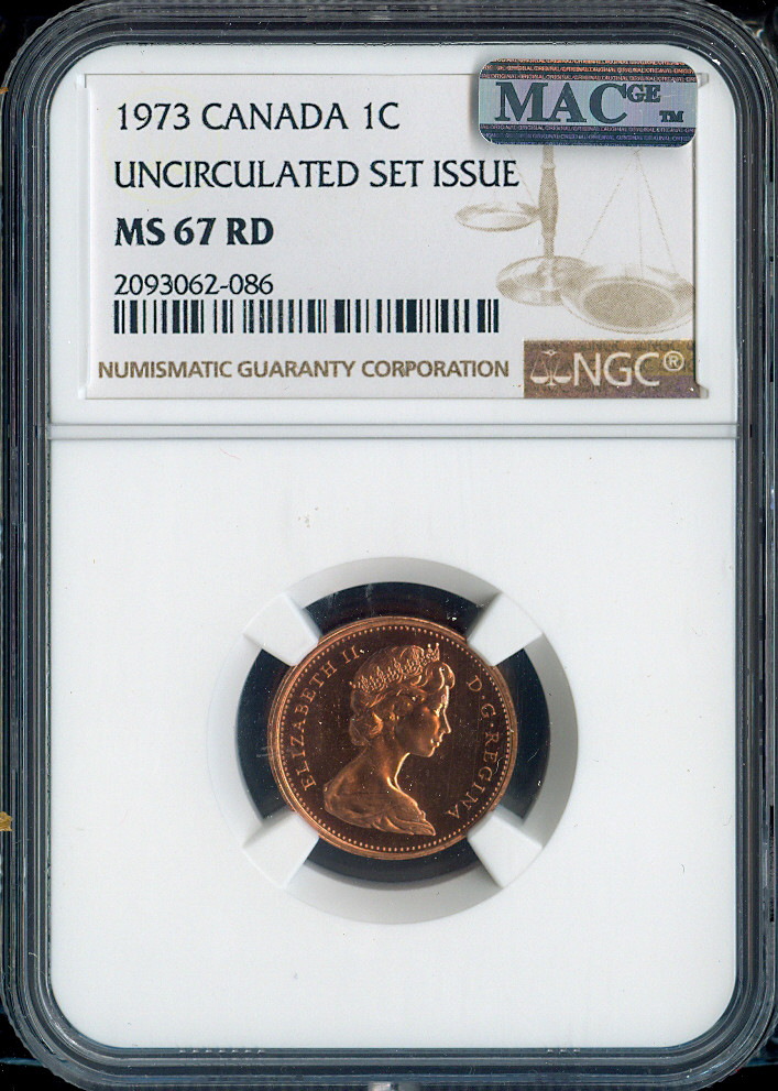 1973 Canada Small Cent NGC MS67 RD MAC - Quality