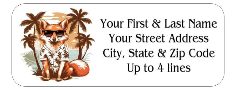 150 Red Fox Sunglasses Palm Trees  Mailing Return Address Labels Personalized