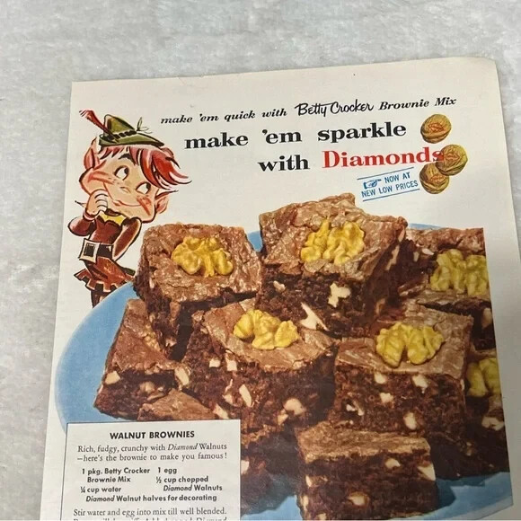 1954 Diamond Walnuts Make Em Sparkle Original Vintage Print Ad
