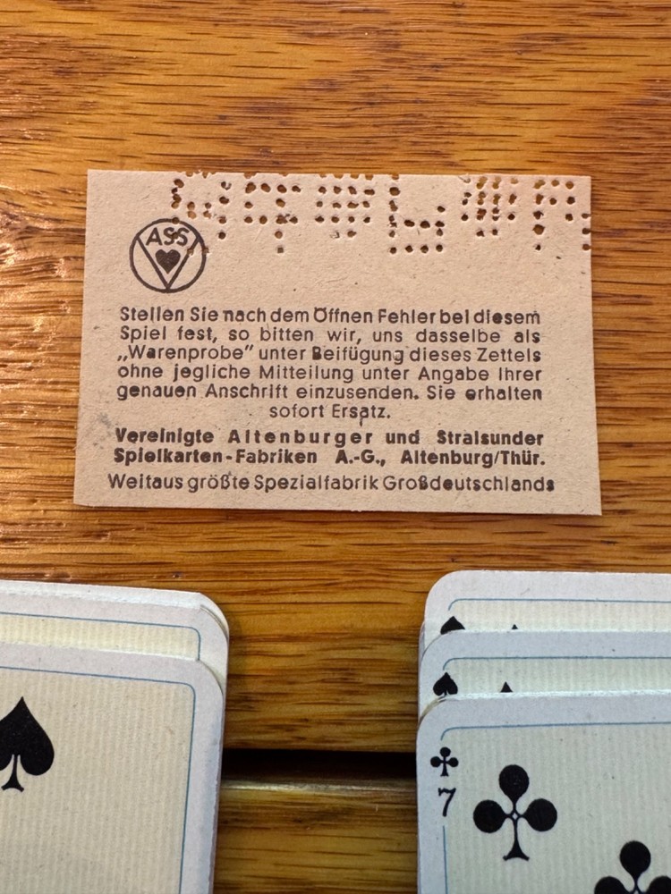 WWII GERMAN ORIGINAL PLAYING CARDS