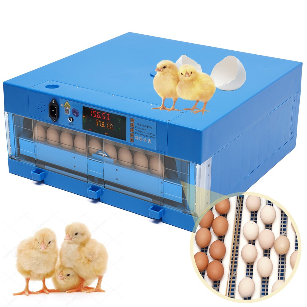 Digital Fully Automatic 64 Egg Incubator Egg Hatching Machine Chicken 12V/110V