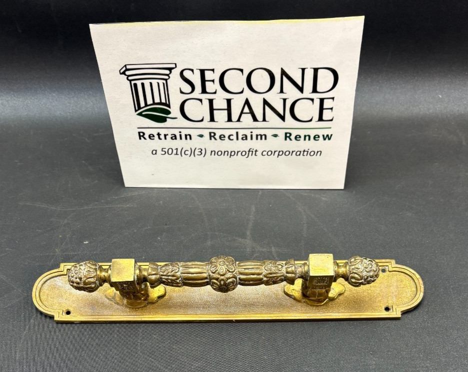 Vintage Ornate Solid Brass Door Pull Handle Victorian Style - 11.5"