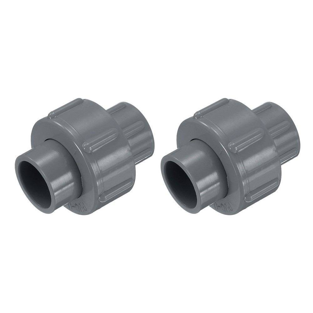 2 Pcs 1/2" Union PVC Coupling Pipe Fitting Adapter, Grey