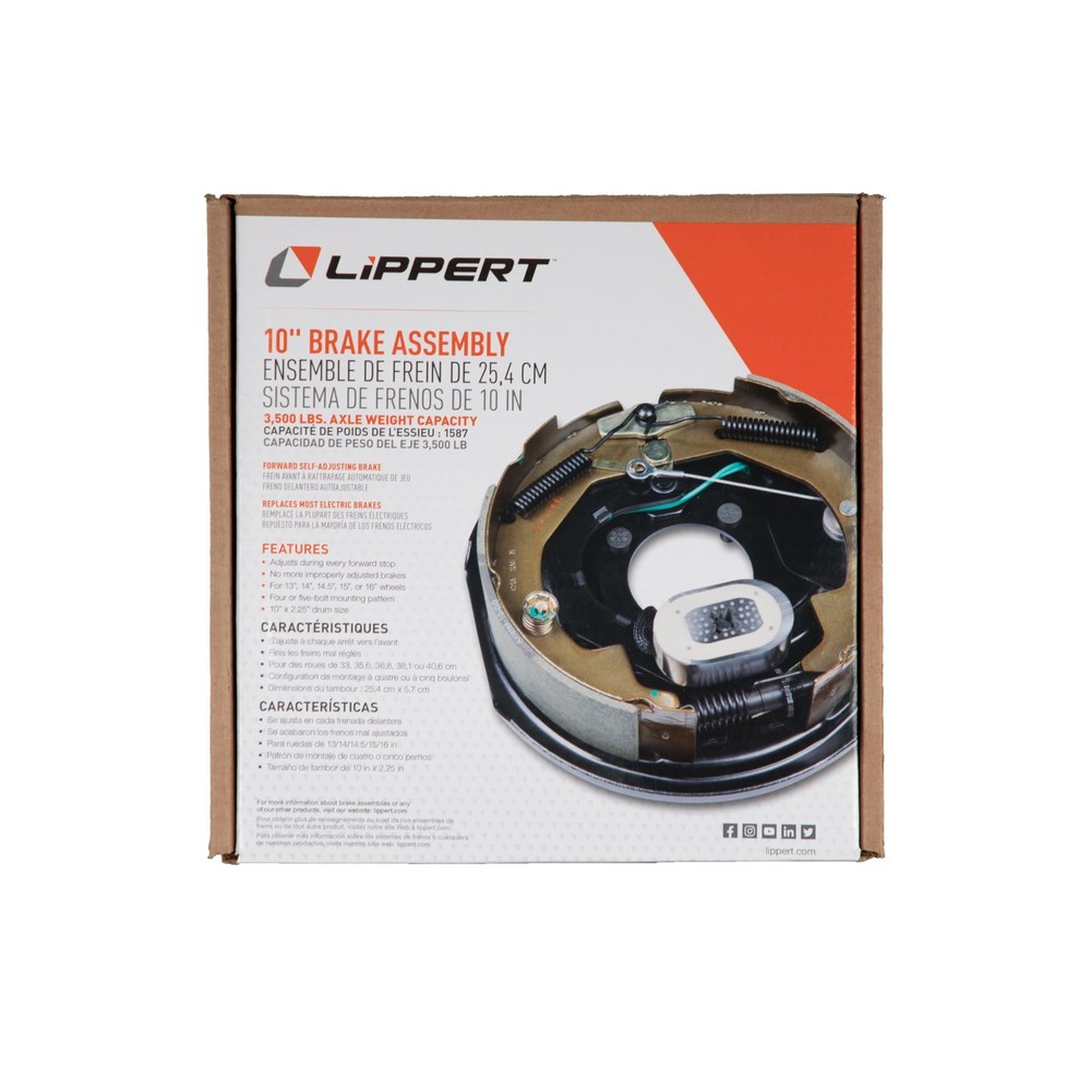 Lippert Forward Self-Adjusting Replacement Brake for RVs, Left Side, 10" x 2.5"