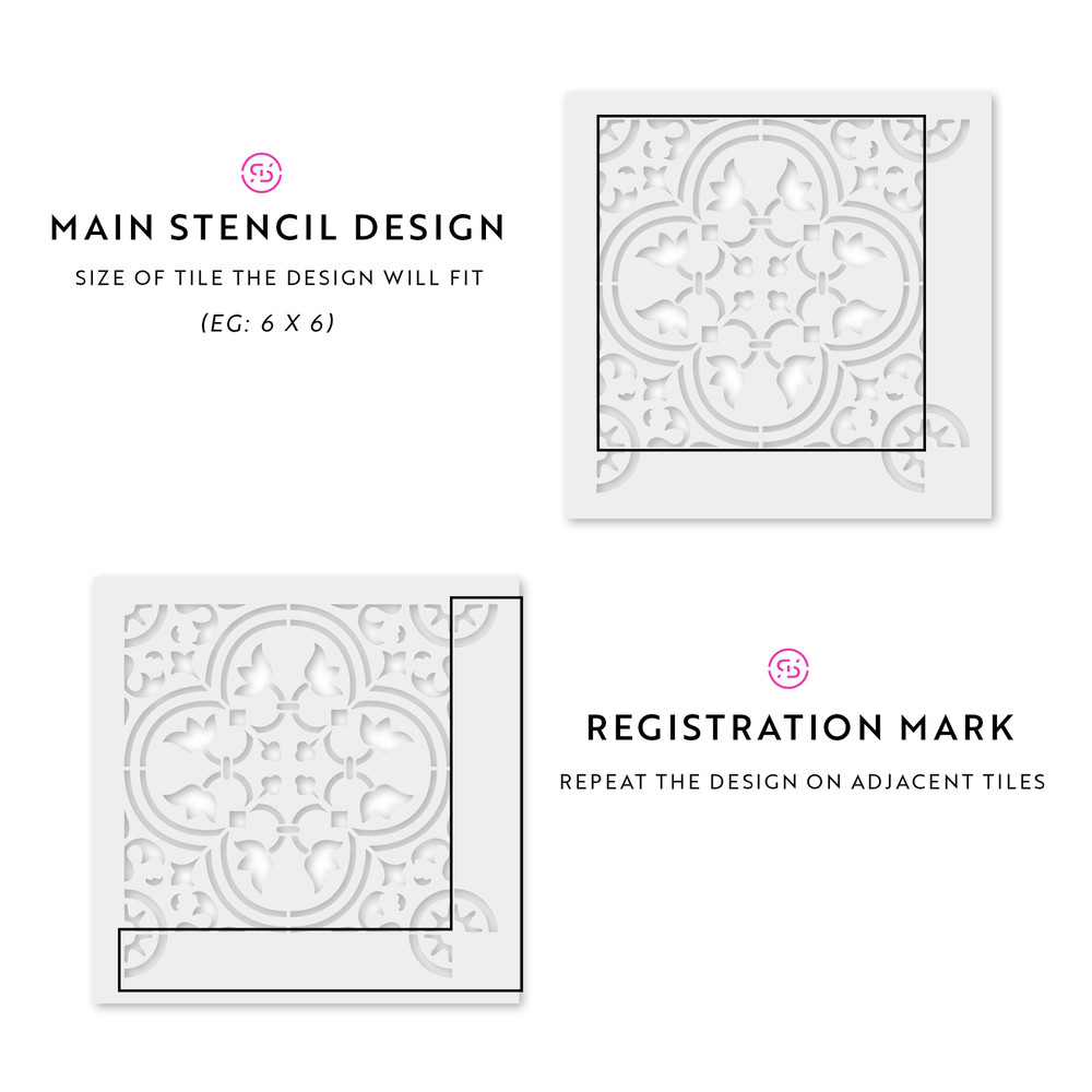 Rosario Tile Stencil - Durable & Reusable Mylar Stencils