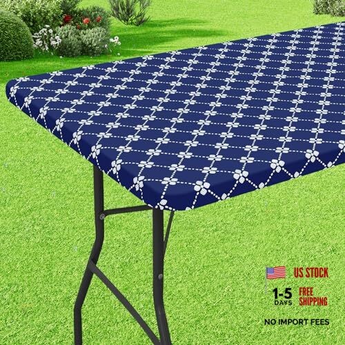 Rectangle Vinyl Table Cloth, Elastic Fitted 72" x 30" (Rectangular) 1 Navy
