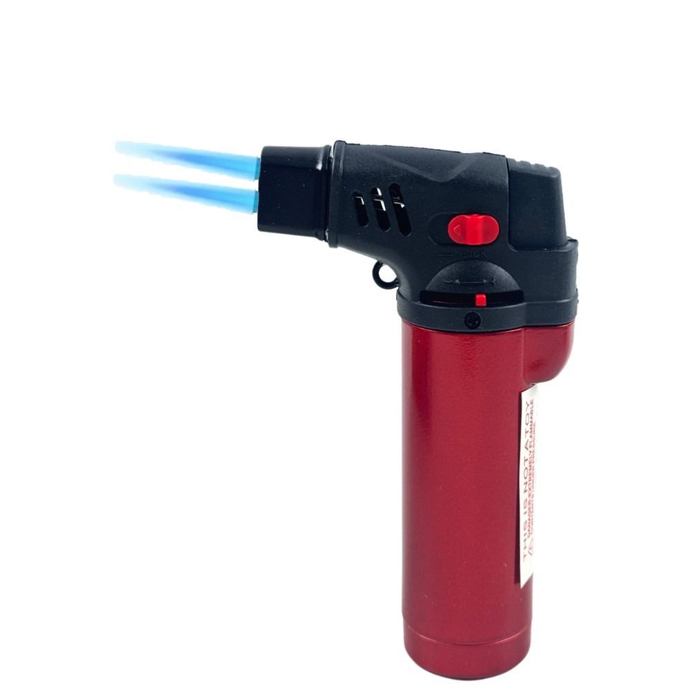 4 Pack Jumbo 4" Jet Flame Double Torch Refillable Lockable Windproof metalcolor