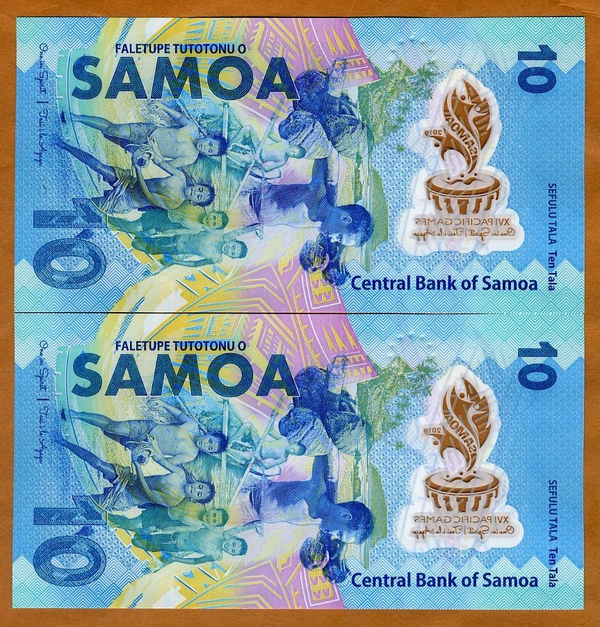 SET Samoa, 2 x 10 Tala, 2019, P-New, POLYMER, UNC Low S/Ns Commemorative