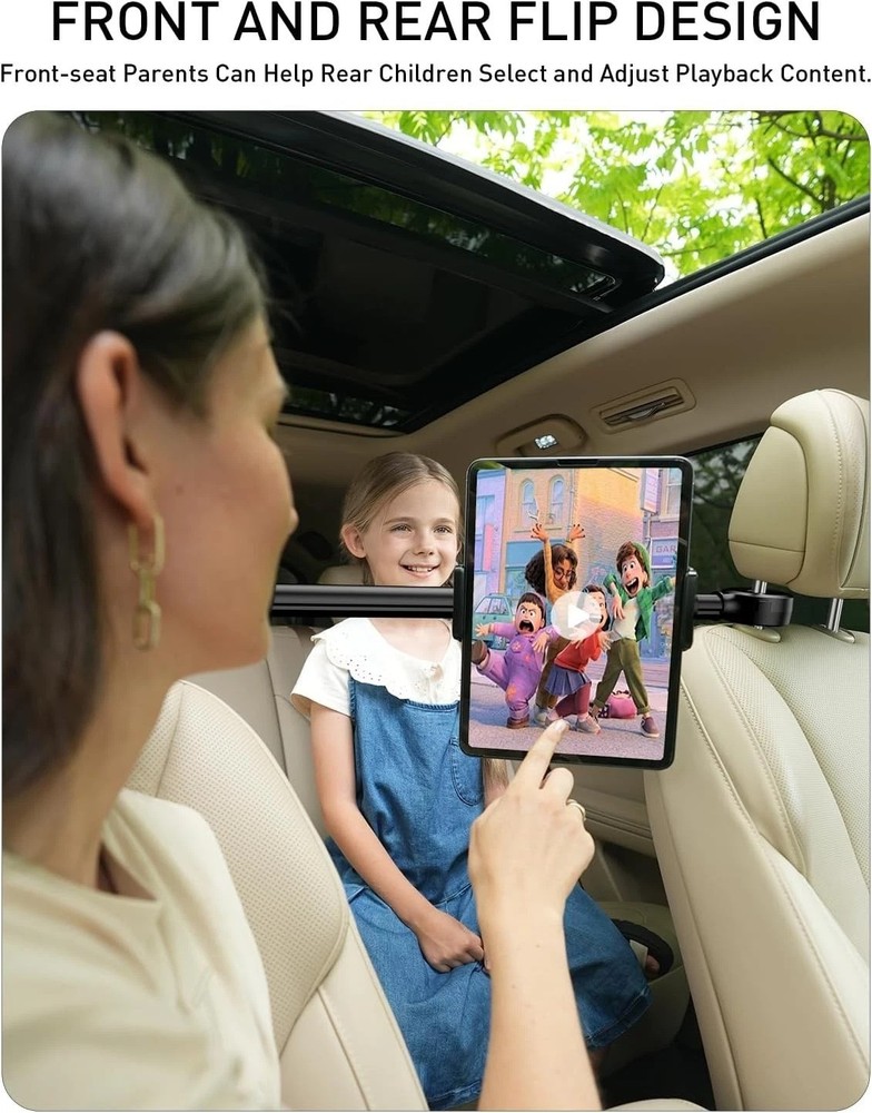 Car Headrest Tablet Holder: Front & Rear Flip Mount
