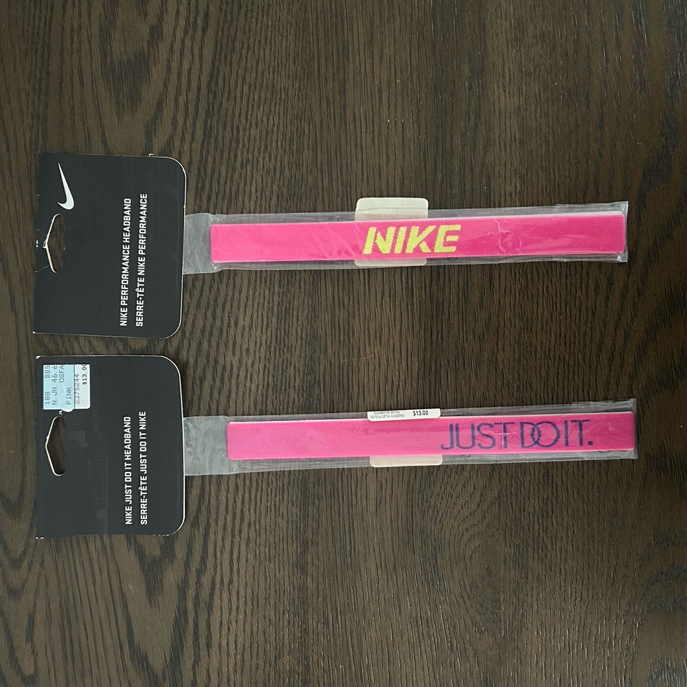 NEW Nike JUST DO IT 2 Performance Headbands Pink