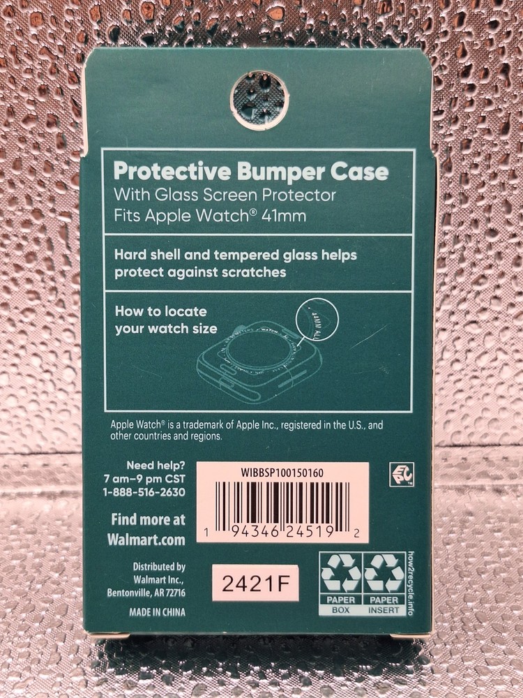 Apple Watch Protective Bumper Case 41mm Add Onn. Includes Glass Screen Protector