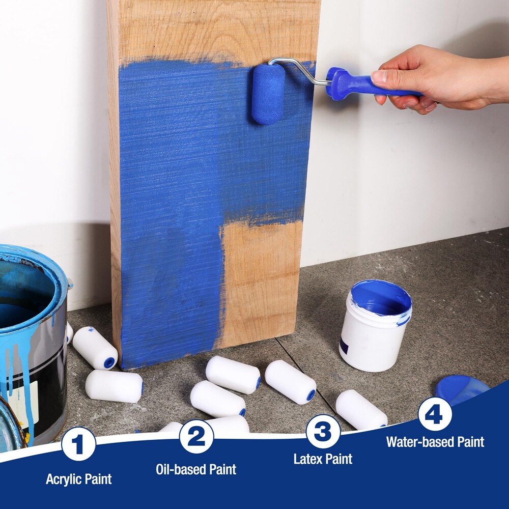 WORKPRO Small Paint Roller 2.5 inch 12-Pack Mini Foam Paint Roller Covers