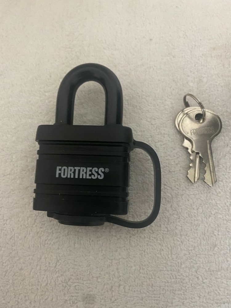 Fortress (Master Lock) Padlock, Shackle Type Open Black New
