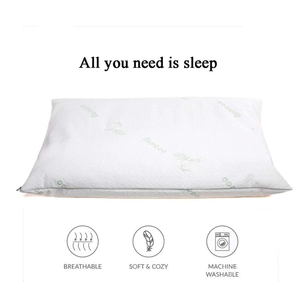Bamboo Pillow Cover Zippered Protector Waterproof Case Noisless Breathable 2Pack