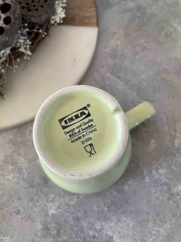 IKEA FARGRIK Coffee Mug Tea Cup Stoneware 21533 Lime Green Stackable 8 Oz. EUC