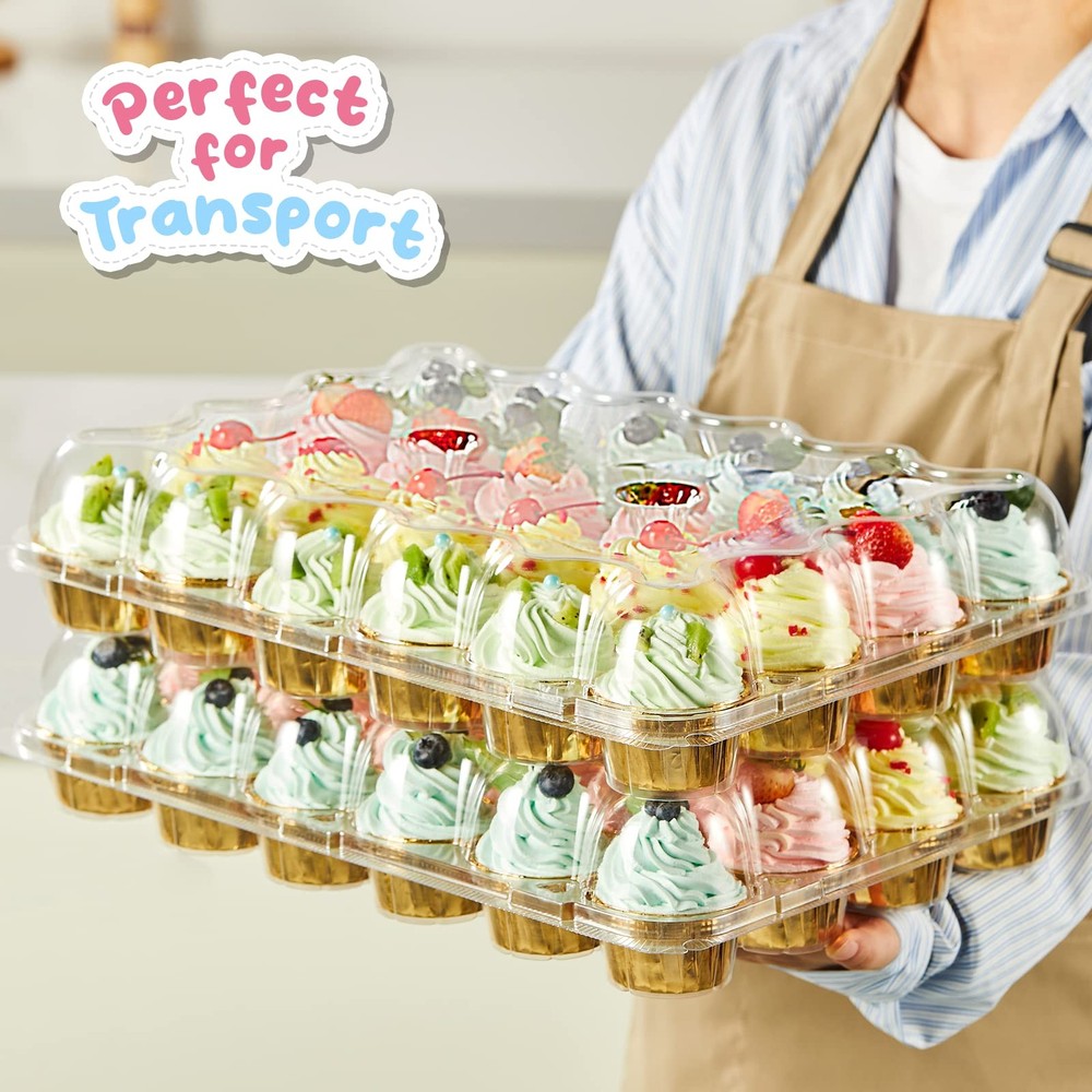 24 Pack X 10 Sets Stackable Cupcake Carrier Holders With 240 Pack Cupcake Line