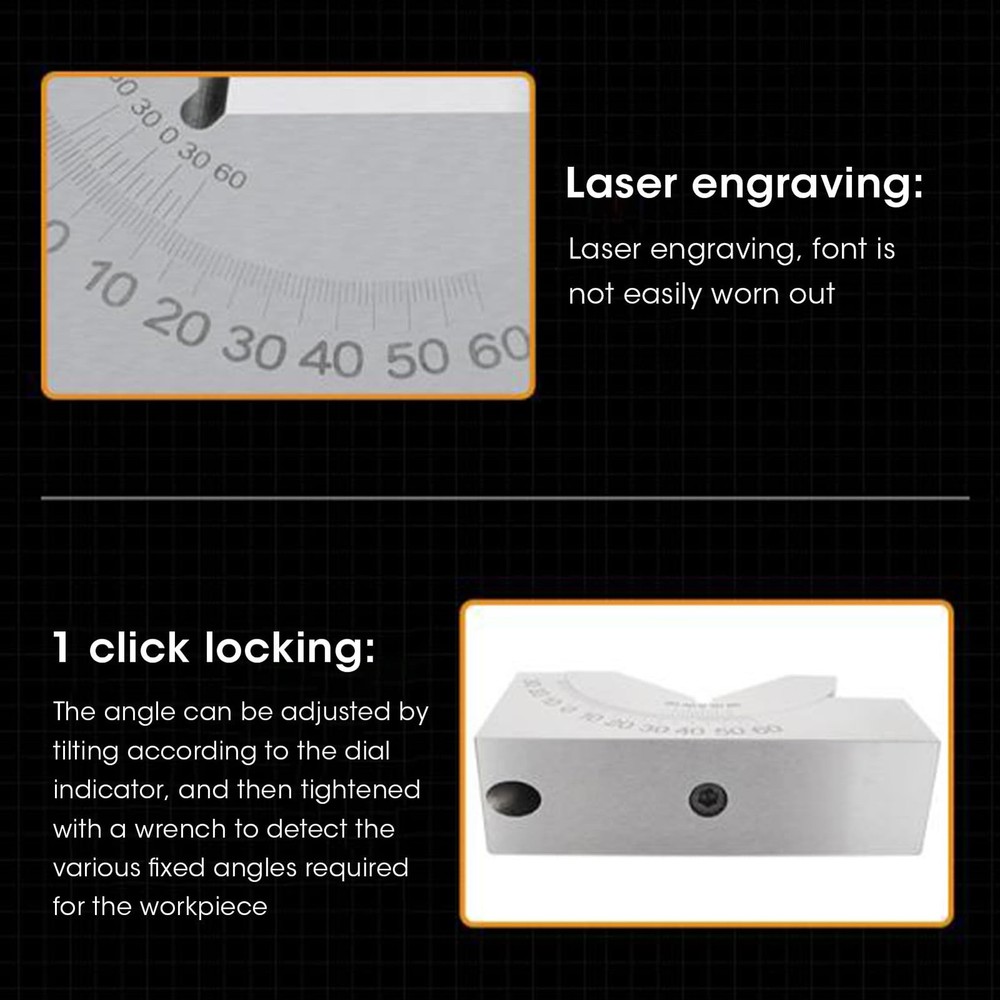 V-Blocks, Micro Adjustable Protractor, Alloy Steel, High Precision Angle...