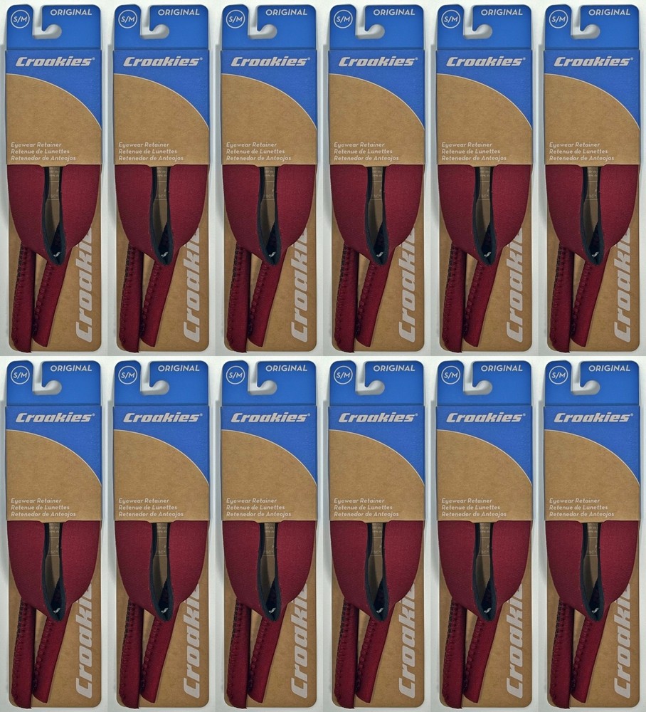 Croakies Original Solid Adjustable Eyewear Retainer, S/M - Wine (12-Pack)