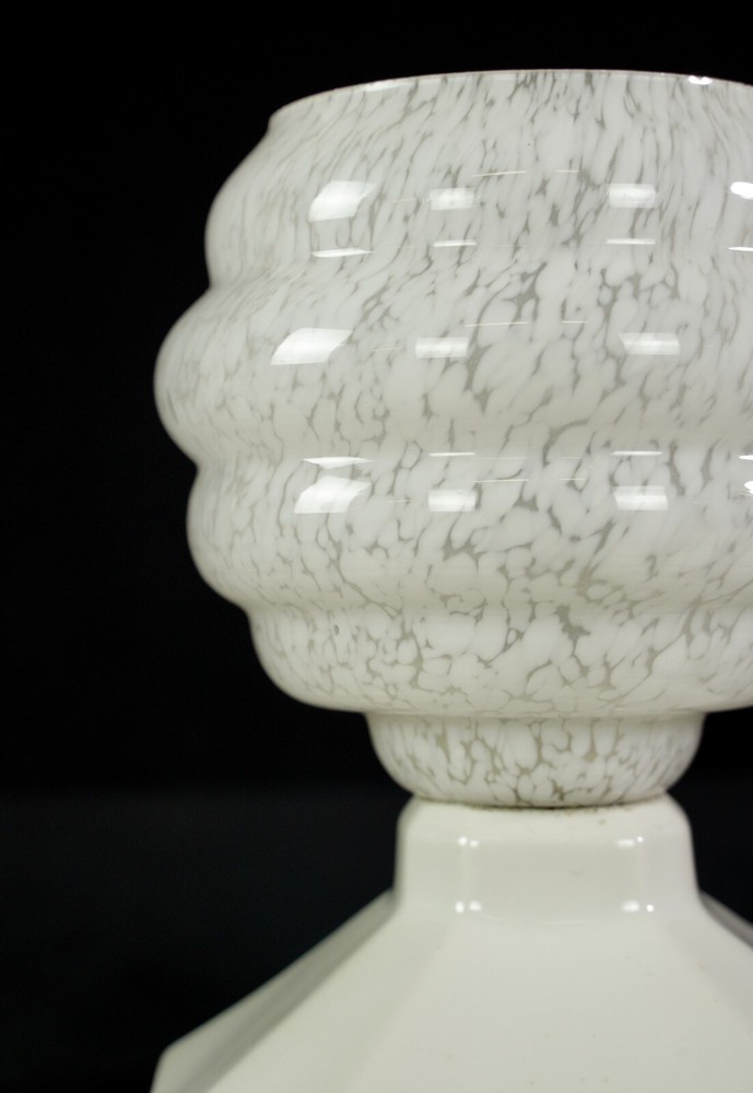 Vintage European White Alabaster Globe Ceramic Flush Mount Light