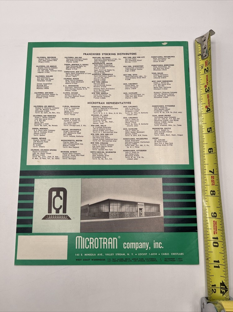 1960 Microtran Miniaturized Transformers Brochure Catalog
