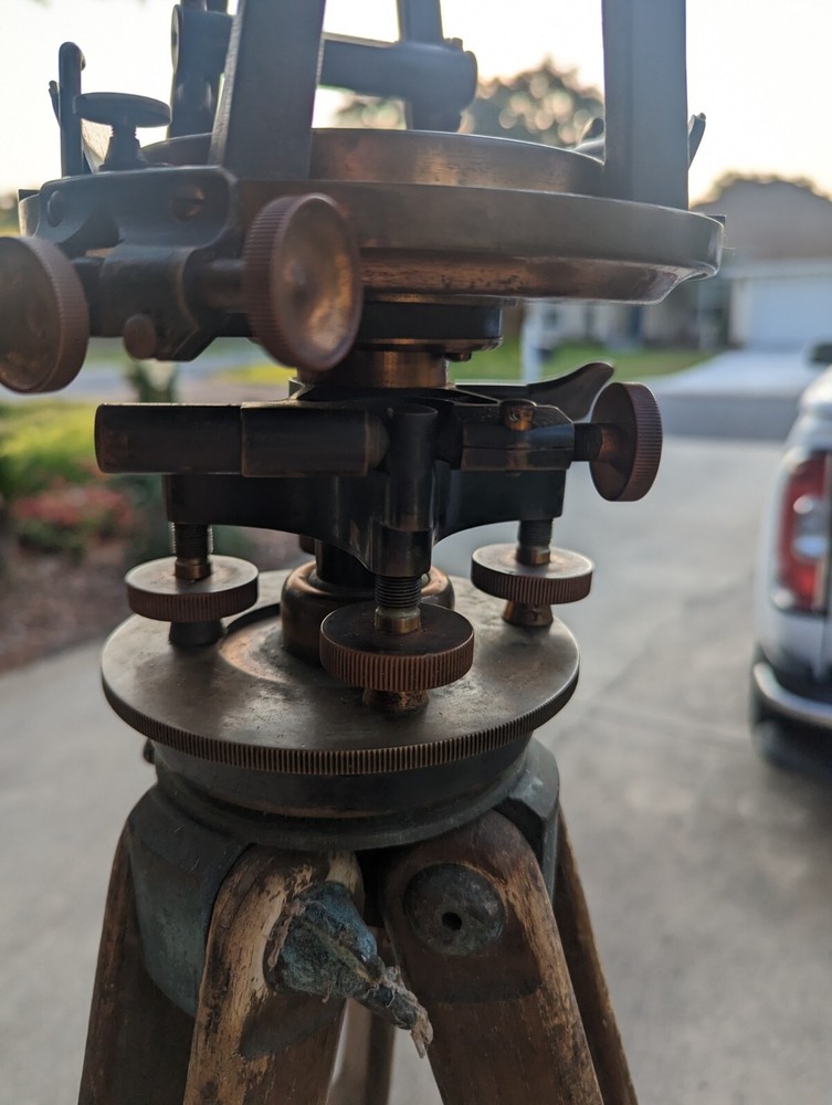 Antique Surveyors Transit With Box And Tripod