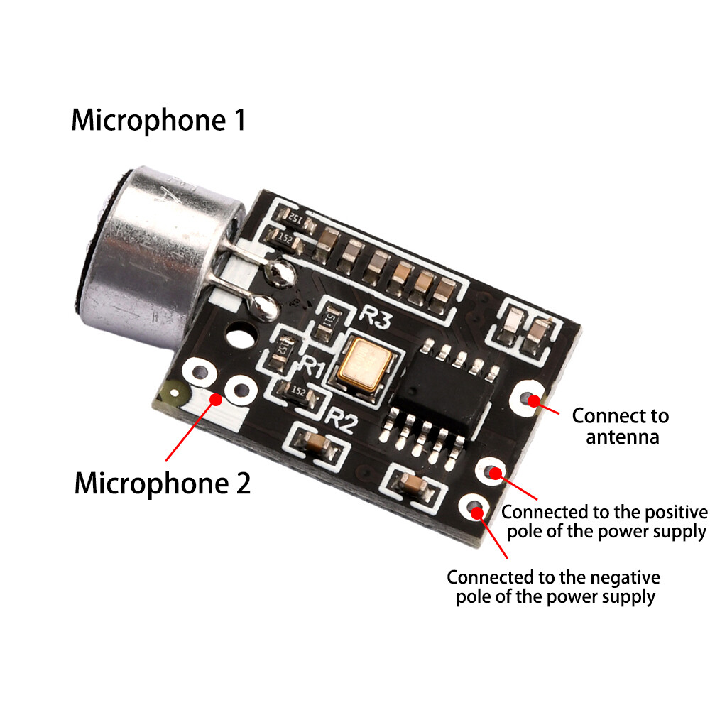 Wireless Microphone MIC FM 10dBm transmitter module support Dual-channel Stereo