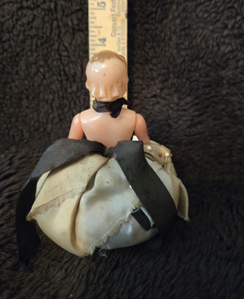 Vintage Pin Cushion Half Doll. Plastic Or Celluloid.