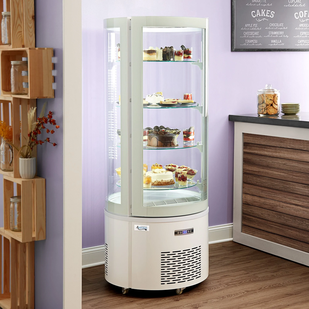 White Circular Glass Refrigerated Display Case