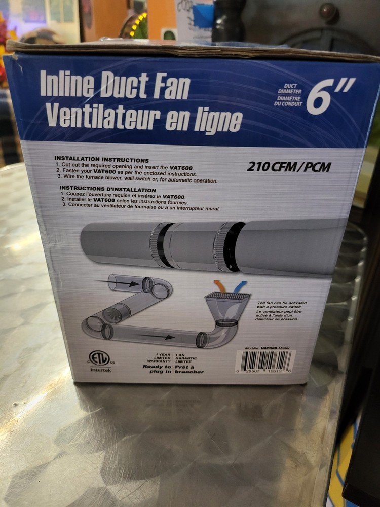 VORTEX FAN INLINE AXIAL TUBE 6'' 210 CFM