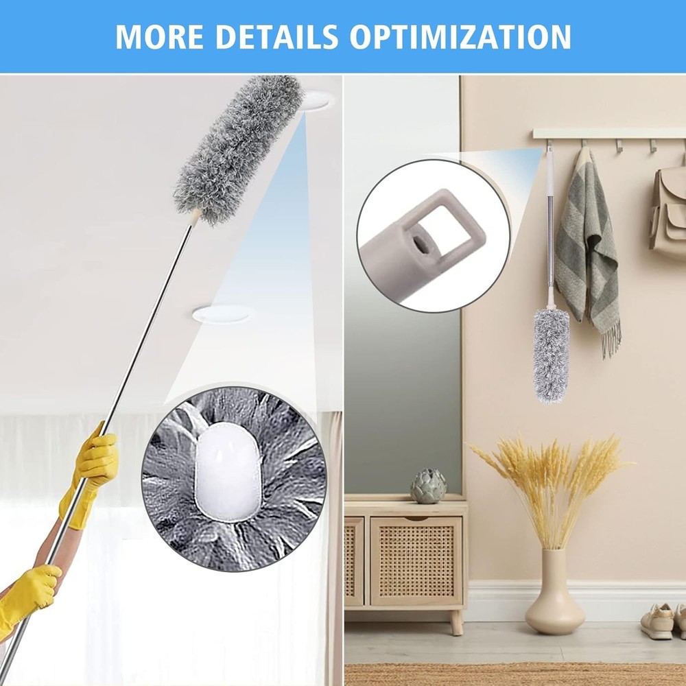 Microfiber Feather Duster 5-in-1 Kit, Dusters for Cleaning, Duster with Extensio