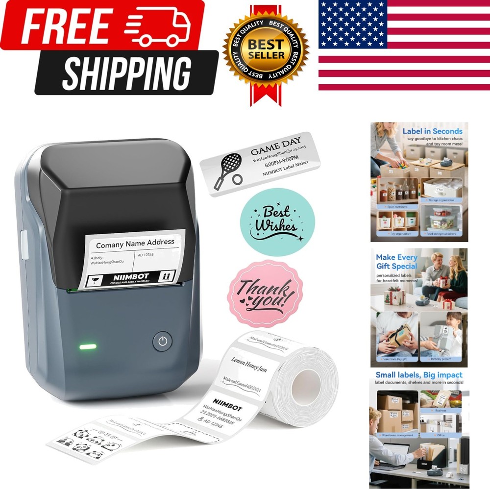 B1 Label Maker Machine, Thermal Label Printer Easy to Use for Office, Home, B...