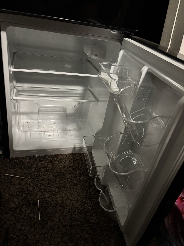 Frestec Black Mini Fridge 2 Doors Freezer Compartment Adjustable Shelves