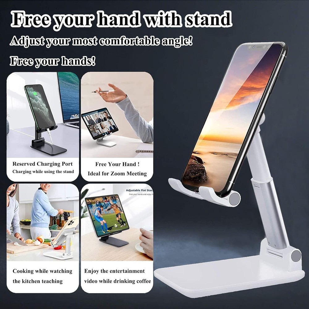 Cell Phone Stand, Adjustable Angle Height Stand for Desk, Fully Foldable (2pcs)