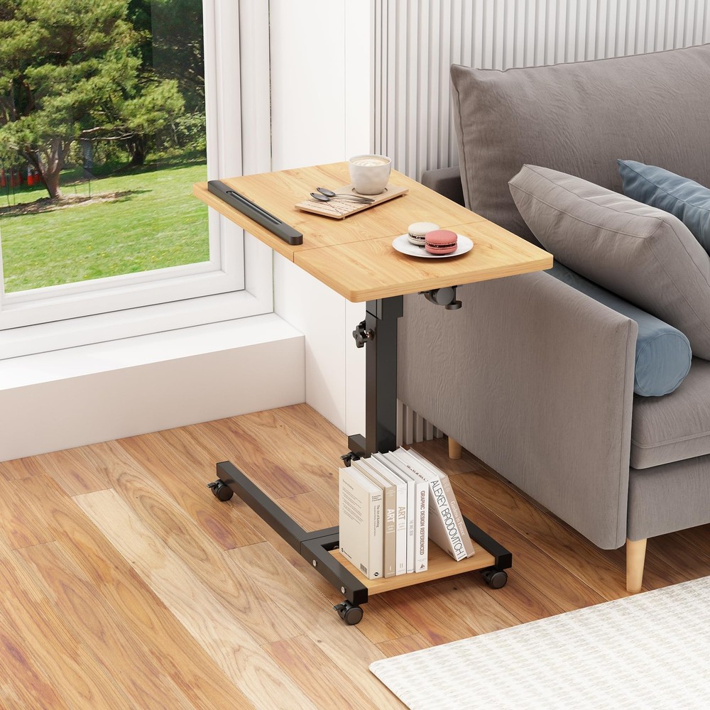 TigerDad Mobile Adjustable Height Laptop Stand PC Computer Onesize, Wood
