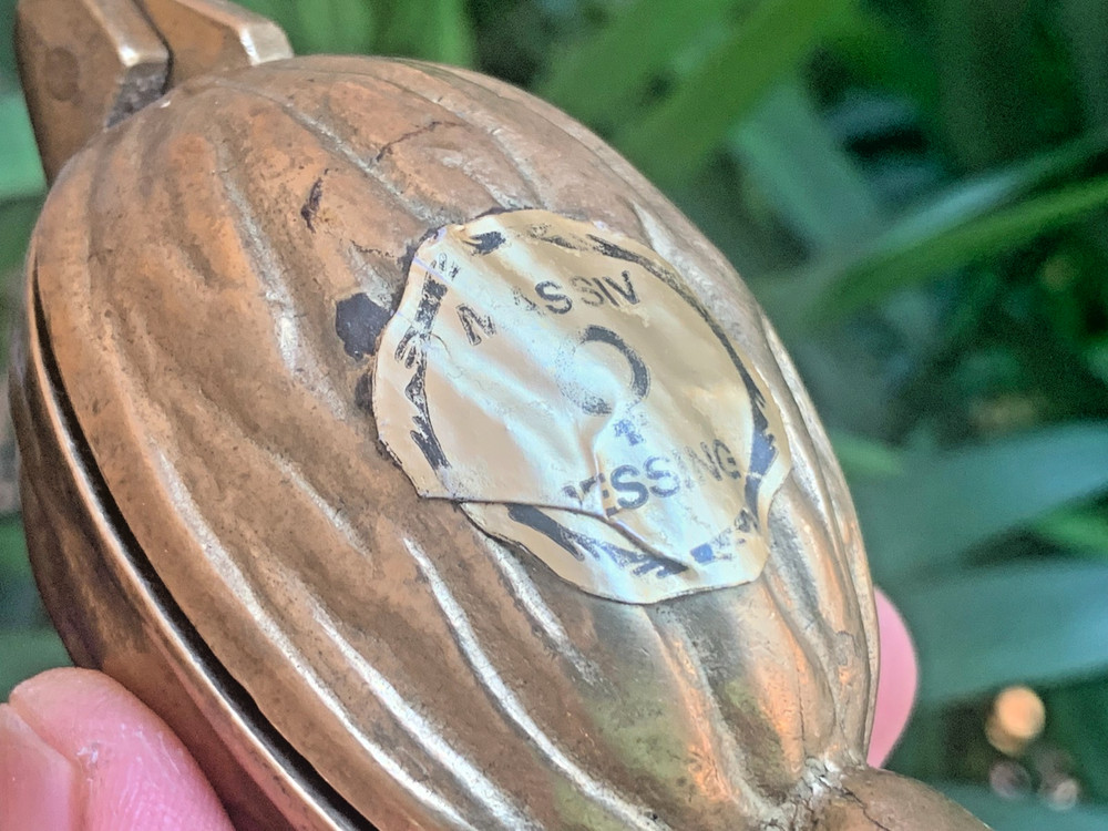 Vintage German Solid Brass Nut Cracker Walnut Shape Solid Messing RAFETSEDER