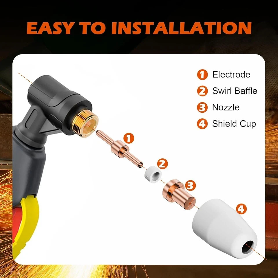 60PCS PT31 Plasma Cutter Consumables, High-Quality Cutting Performance Nozzles,
